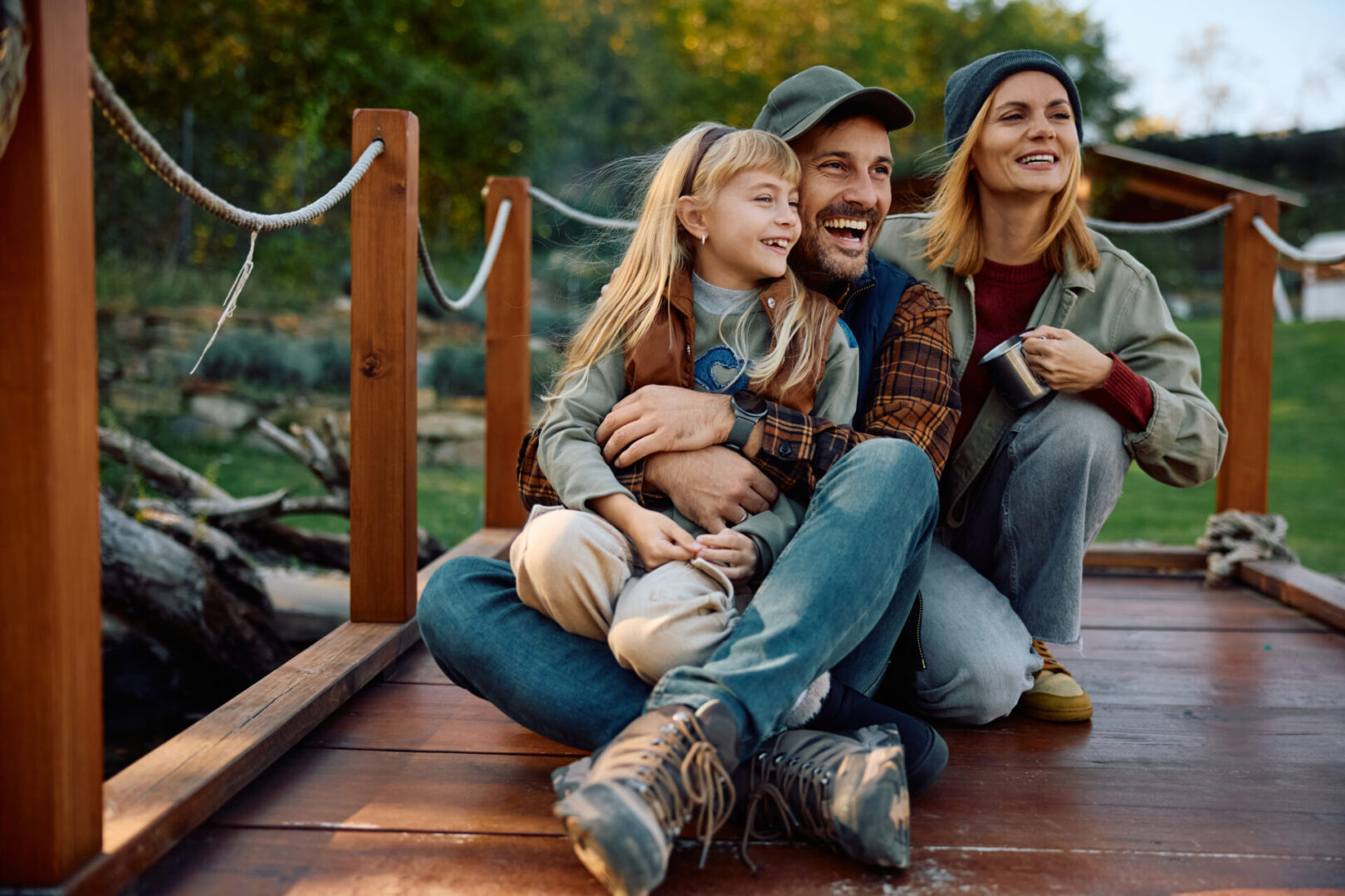 Parents and daughter sharing a joyful moment